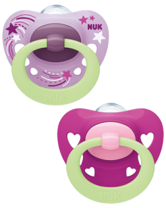 NUK Sucette nuit Space Night T.3 18-36 mois silicone chat/luciole